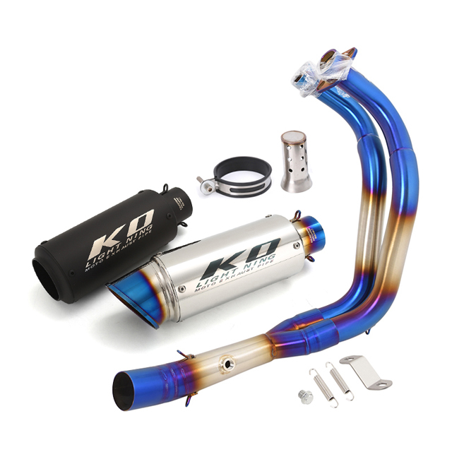 R7 MT07 FZ07 Header motocicleta azul sistema de escape tubo silenciador delantero 2014-2024 